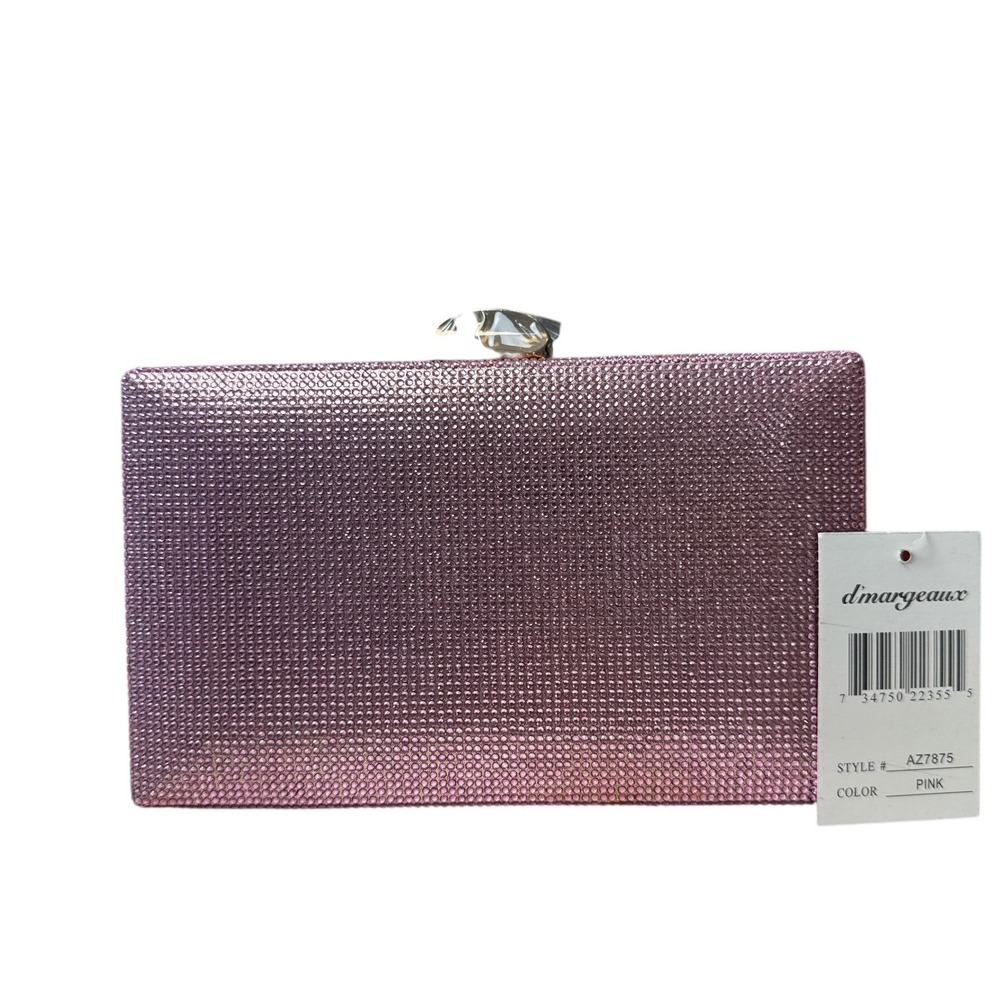 D'Margeaux Glitter Kiss‎ Lock Clutch Pink AZ7875 Evening Party Bag Purse Elegant